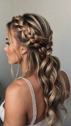 Wedding Dutch Braid Hairstyles, Bridesmaid Braids Hairstyles, Viking Braid Wedding Hair, Wedding Day Braids Hairstyles, Hairstyles For A Bridesmaid, Wedding Braid Hairstyles For Long Hair, Dutch Braid Wedding Hair, Bridal Braids For Long Hair, Bride Braided Hairstyles