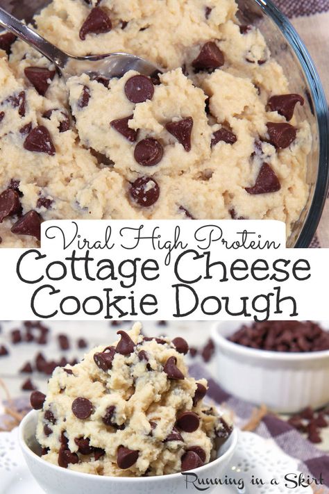 cottage cheese cookie dough Pinterest Pin Sf Desserts, Greek Yogurt Cookie Dough, Greek Yogurt Cookies, Cottage Cheese Cookie Dough, Lighter Desserts, Healthy Pumpkin Cheesecake, Protein Sweets, Eating Cookie, Apartment Recipes