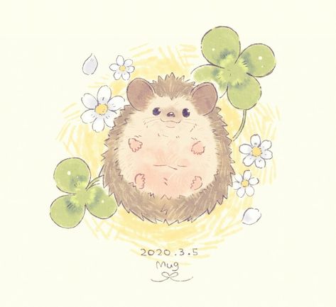 Hedgehog Drawing, Hedgehog Illustration, Bunny Drawing, Cute Hedgehog, Chibi Drawings, Cute Little Drawings, Cute Animal Drawings, Kawaii Art, Cute Doodles