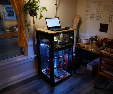 Printer Station, 3d Printer Enclosure, How To Build A Log Cabin, Dust Collection System, Printer Stand, 3d Printing Diy, 3d Cnc, 3d Printer Diy, 3d Printing Projects