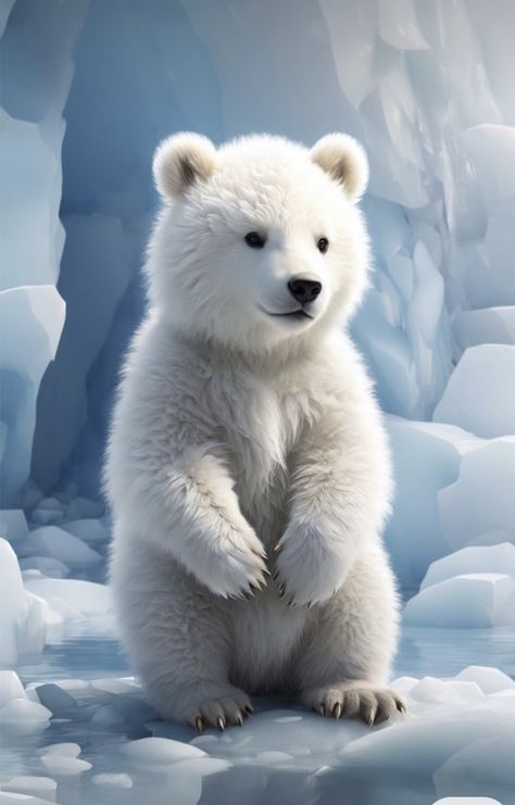 Alaskan Brown Bear, Polar Bear Art, Baby Polar Bears, Cute Polar Bear, Digital Art Gallery, Teddy Bear Collection, Winter Animals, Bear Art, Bear Cubs