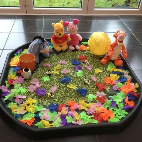 Winnie the Pooh Week | free to be fun Winnie The Pooh Sensory Bin, Winnie The Pooh Activities For Preschool, Disney Tuff Tray Ideas, Winnie The Pooh Activities For Kids, Winnie The Pooh Crafts For Toddlers, Winnie The Pooh Preschool, Winnie The Pooh Activities, Winnie The Pooh Crafts, Winnie The Pooh Day