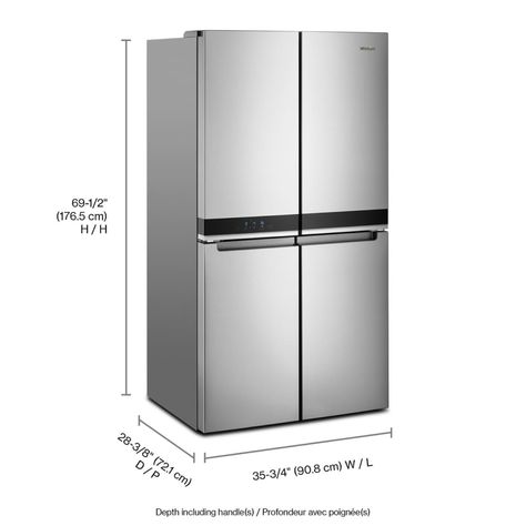 Whirlpool Counter-depth 19.4-cu ft 4-Door French Door Refrigerator with Ice Maker (Fingerprint-resistant Stainless Finish) ENERGY STAR Lowes.com 4 Door Fridge, Counter Depth French Door Refrigerator, Counter Depth, French Door, Ice Maker, French Door Refrigerator, Energy Star, French Doors, Fingerprint