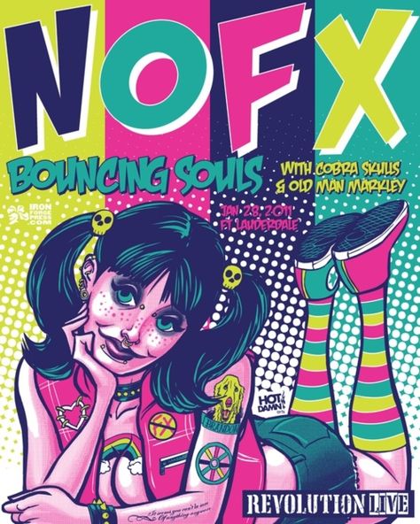 NoFx & Bouncing Souls - Both bands are awesome, super cool guys too! :) Nofx Poster, Music Concert Posters, Elegant Artwork, Punk Art, Rock Posters, Gig Posters, Band Posters, Concert Posters, Music Poster