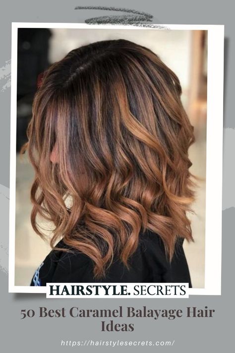 A woman wearing black printed shirt Short Caramel Balayage, Caramel Bayalage Brunette, Dark Caramel Brown Hair Honey, Caramel Balayage Brunette Short Hair, Auburn Balayage Caramel, Caramel Bob Hair, Carmel Blonde Balayage, Caramel Balayage Short Hair, Ombre Hair Caramel