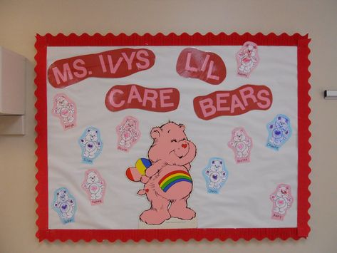 Care Bear Classroom, Bear Bulletin Board Ideas, Valentine Bulletin Board Ideas, Valentine Bulletin Board, Valentines Theme Party, Bears Preschool, Valentine Bulletin Boards, Daycare Classroom, Valentines Day Bulletin Board