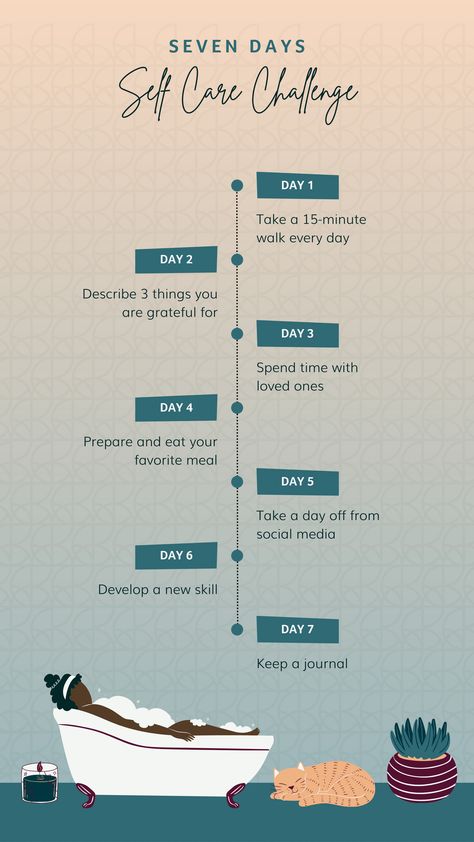 We're challenging you to a 7 day self-care challenge this week! In honor of Mental Awareness Month, we want to help ensure you are taking care of yourself. End your 7-day challenge with a trip to the spa. 7 Day Challenge Ideas, 7 Days Of Self Care, Month Self Care Challenge, May Self Care Challenge, Monthly Wellness Challenges, Weekly Challenges Self Care, 1 Month Challenge Mental Health, Mental Heal Awareness Month, Spring Challenge