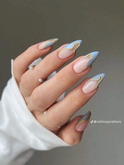 Dance Activities, Chic Nail Designs, Color Celeste, Style Français, Color Nails, Blue Nail Designs, Nail Products, Fake Nail, Almond Shaped