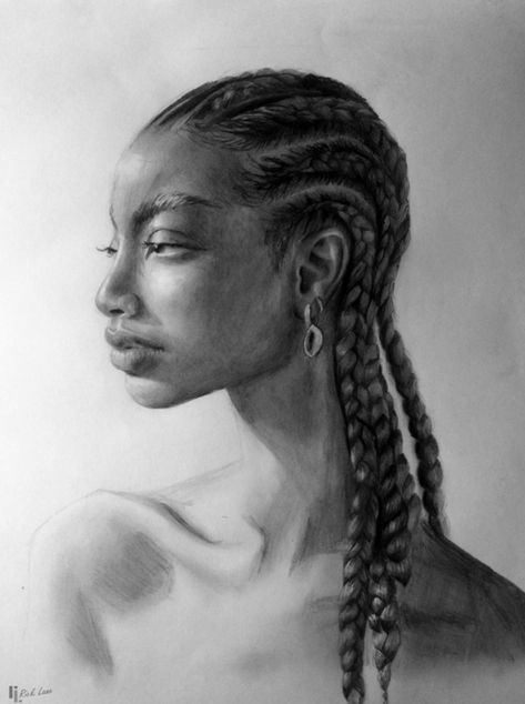 4 Cornrows, Realistic Sketch, Color Drawing Art, Afrocentric Art, Muse Art, Female Art Painting, Arte Sketchbook, Black Art Pictures, Women Art