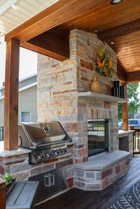 Grilling Area, Patio Grill, Porch Fireplace, Outdoor Fireplace Designs, Outdoor Fireplace Patio, Kitchen Design Diy, Patio Fireplace, Backyard Fireplace, Kitchen Design Layout