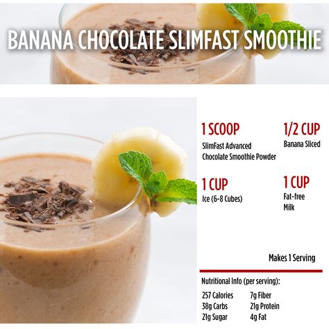 Slim Fast Protein Shake Smoothie Recipes, Slim Fast Shake Recipes Chocolate, Slim Fast Powder Recipes, Slimfast Smoothie Recipes, Slimfast Shake Recipes, Slim Fast Shake Recipes, Slim Fast Smoothie Recipes, Slimfast Diet, Slimfast Recipes