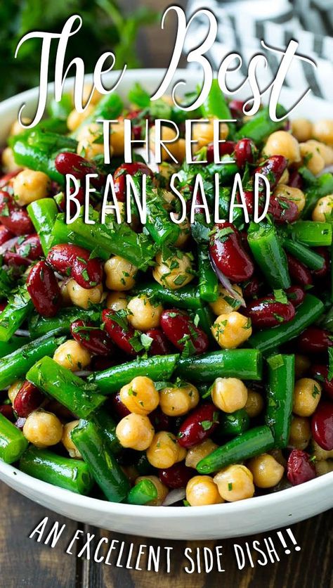 Bean Salad Recipes Healthy, Three Bean Salad Recipe, Salad Beans, Creative Salads, Bean Salads, Green Bean Dishes, Salad Kale, Green Bean Salad, Bean Salad Recipe