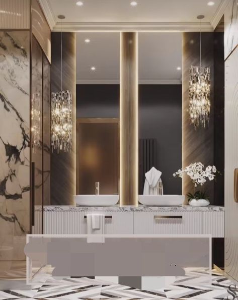 Modern Luxury Bathroom, Bathroom Decor Luxury, Washroom Design, Bad Inspiration, Bathroom Design Decor, Toilet Design, Bathroom Mirrors, Bathroom Design Luxury, Elegant Bathroom