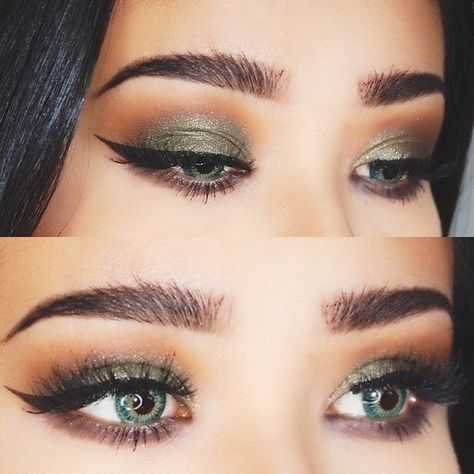 Pinterest: @Angelic_Vanity Green Eyes Makeup Looks, Eye Makeup For Green Eyes, Eyes Makeup Looks, Green Eyes Makeup, Wedding Makeup For Blue Eyes, Looks For Green Eyes, Green Eyeshadow Look, Different Makeup Looks, Makeup Looks For Green Eyes