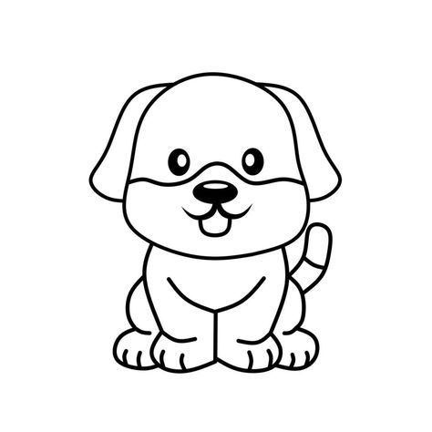 Dog Clipart Black And White, Outline Of Dog, Puppy Outline, Cartoon Dog Drawing, Cartoon Drawing For Kids, Cute Dog Drawing, Puppy Sketch, Puppy Clipart, Cartoon Puppy