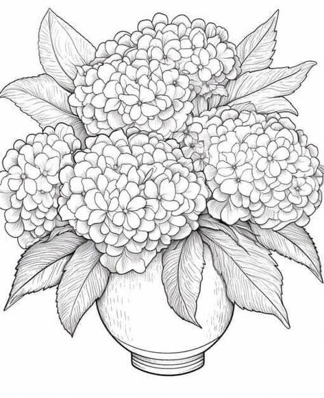 Flowers In Vase Drawing Pencil, Vase Flower Drawing, Vase With Flowers Drawing, Vase Of Flowers Drawing, Flower Outline Art, Flower Vase Drawing, Flowers Coloring Pages, Tactile Art, Vase With Flowers