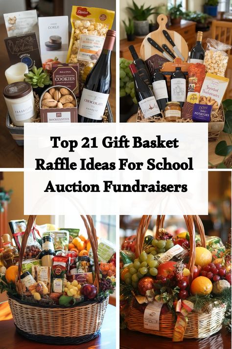 Looking for the perfect gift basket idea for your school auction fundraiser? From school supplies to gourmet treats, we have a variety of creative and fun gift baskets that are sure to be a hit at your event. Explore our collection of school auction gift basket ideas to find the best option that matches your theme and budget. Whether you're organizing a silent auction or raffle, these thoughtfully curated baskets will help raise funds in style. Spring Auction Basket Ideas, Gift Basket Fundraiser, Gift Basket Raffle Ideas, Basket Raffle Ideas, Food Gift Baskets Diy, School Auction Baskets, Ideas For Fundraising, Christmas Snacks Gifts, Family Game Night Basket