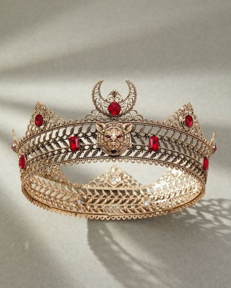 Wolf With Crown, Wolf Crown Queens, Wolf Crown, Fantasy Gold Crown Jewelry, Medieval Crown King, Fantasy Crown-shaped Gold Jewelry, Wolf King, King Hat, Fantasy Crown