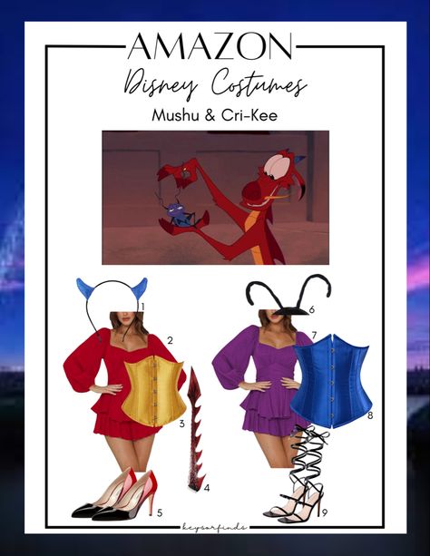 Halloween Costumes Iconic, Unique Diy Costumes, Iconic Costumes, Disney Costume Ideas, Costumes 2024, Disney Characters Costumes, Mulan Mushu, Disney Run, Run Disney Costumes