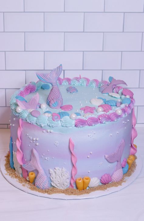 Mermaid Ice Cream, Cake Homemade, Sweet Pastry, Cake Kids, Cute Baking, Pink Mermaid, Mermaid Cakes, Baking Cake, Food Dessert