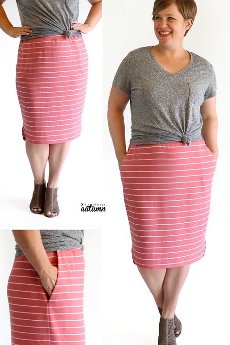 Favorite skirt sewing pattern and tutorial Straight Skirt Pattern, How To Make A Skirt, Free Skirt Pattern, Make A Skirt, Skirt Pattern Free, Skirt Sewing Pattern, Midi Skirt Pattern, How To Make Skirt, Skirt Sewing