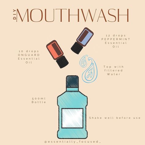 Essential Oils For Gum Infection, Herbs For Teeth And Gums, Diy Mouthwash, Antiseptic Mouthwash, Gum Inflammation, Essential Oil Beauty, Swollen Gum, Doterra Essential Oils Recipes, Essential Oils Health