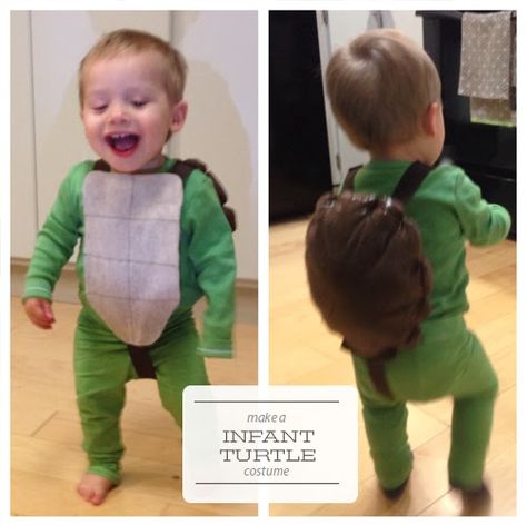 Sew baby turtle costume. Make infant turtle costume. One Project at a Time - DIY Blog Tmnt Costumes, Baby Turtle Costume, Turtle Birthday Party Ideas, Tmnt Costume, Teenage Mutant Ninja Turtles Costume, Turtle Costume, Ninja Turtle Costume, Turtle Birthday Parties, Ninja Turtles Birthday Party