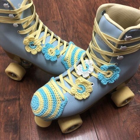 Handmade Quads Roller Skate Crochet Toe Guards Personalized | Etsy Roller Quad, Roller Skate Accessories, Roller Skating Outfits, Retro Roller Skates, Quad Roller Skates, Roller Skate Shoes, Crochet Stitches Guide, Quad Skates, Roller Skaters