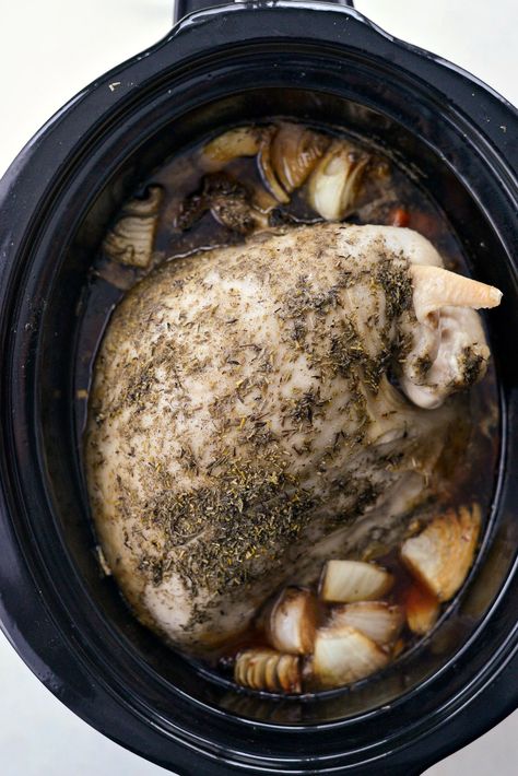 Slow Cooker Turkey Breast - Simply Scratch Slow Cooker Whole Turkey, Slow Cook Turkey, Small Turkey, Cooking Turkey Breast, Slow Cooker Turkey Breast, Crockpot Turkey, Slow Cooker Turkey, Turkey Breast Recipe, Whole Turkey