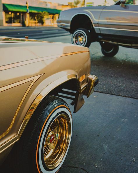 Low Rider Culture, Lowriders Aesthetic, Lowrider Culture, Barber Logo, Aesthetic Gold, Lowrider Art, Low Riders, Lowrider Cars, Old School Cars