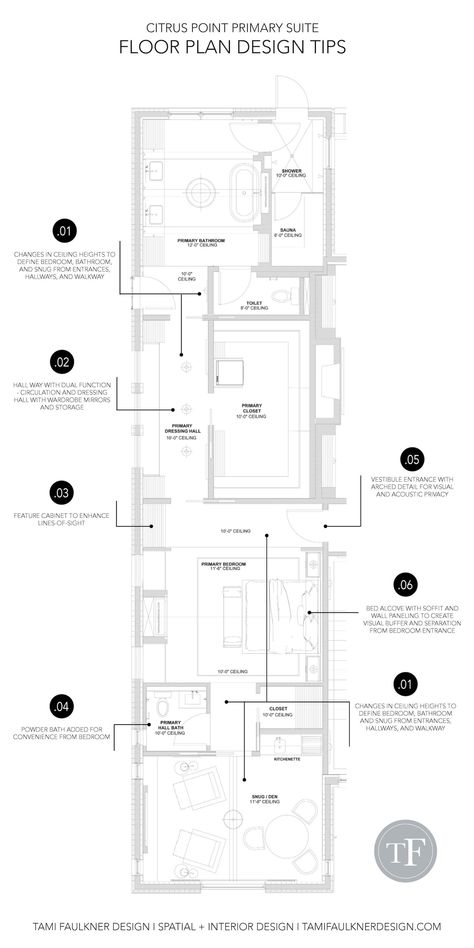 DESIGN TIPS FOR LONG AND NARROW FLOOR PLANS - PRIMARY SUITE DESIGN — Tami Faulkner Design Long House Plans Narrow, Parents Retreat Bedroom Master Suite Floor Plans, Parents Retreat Master Suite Floor Plan, Long Narrow Master Suite Layout, Luxury Master Suite Floor Plan, Master Room Plan, Owners Suite Master Bedrooms, Master Suite Layout Floor Plans, Ensuite And Walk In Robe Layout