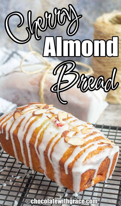 Cherry Almond Bread Almond Tea Bread, Dried Cherry Bread, Cherry Almond Bread, Almond Quick Bread, Sweet Quick Bread, Cherry Bread Recipe, Almond Bread Recipe, Cherry Cakes, Bread Loafs