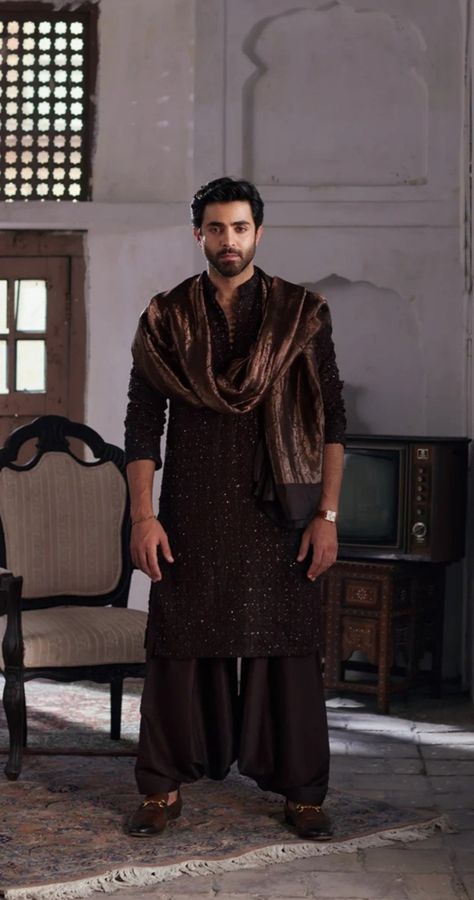 Dabka Work, Color Chocolate, Silk Shawl, Men Style Tips, Brown Fabric, Actor Photo, Fashion Consultant, Kurta Set, Classic Silhouette