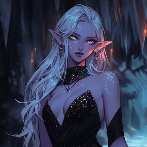 Ice Woman Art, Drow Elf Female Character Design, Female Drow Dnd, Drow Pirate, Dnd Drow Female, Drow Woman, Dark Elf Woman, Dark Elf Names, Drow Dnd