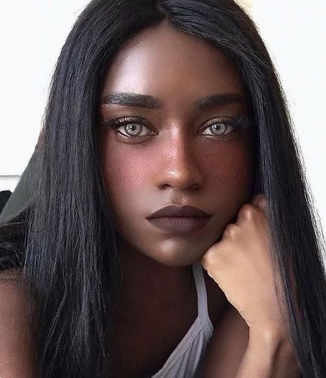 pinterest @ mnnxcxx Grey Eyes On Black Women, Grey Eyes Women, Blush Black Women, Grey Eyes, Photography Inspiration Portrait, Original Vampire, Pretty Pins, Gray Eyes, Character Inspo