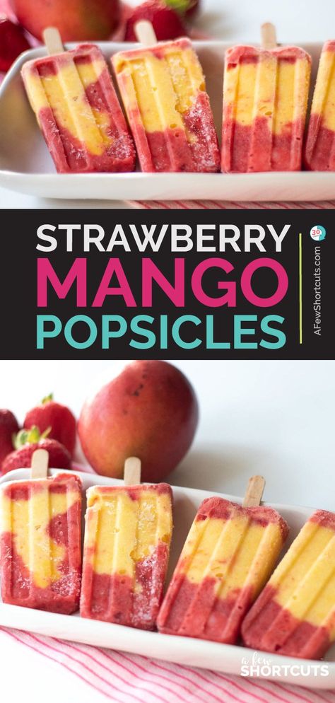 Mango Popsicle Recipes, Summer Popsicle Recipes, Popsicle Recipe For Kids, Fruit Popsicle Recipes, Healthy Popsicle Recipes, Mango Popsicles, Dessert Strawberry, Popsicles Recipe, Healthy Popsicles