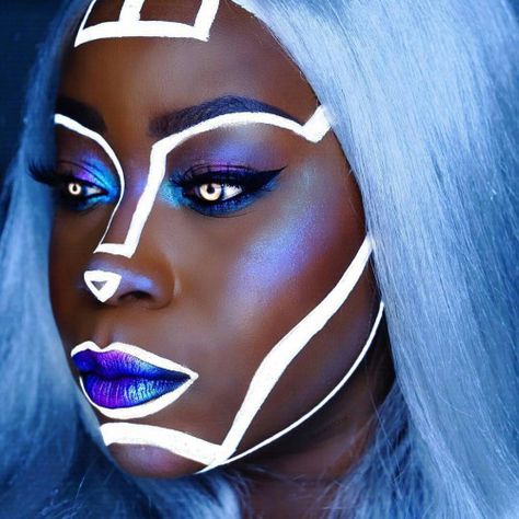 desbreaux: “ Afro Futuristic Cyborg Looks ” 💯 Wasteland Makeup, Robot Makeup, Hd Make Up, Futuristic Makeup, Drag Make-up, New Retro Wave, Futuristic Fashion, Afro Punk, Ex Machina