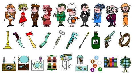 Clue Characters, Clue Game, Clue Board, Homemade Board Games, Clue Board Game, Clue Party, Clue Games, Mystery Party, Library Programs