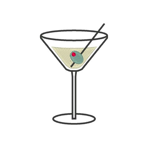 Cocktail Embroidery, Glass Embroidery, Trendy Embroidery, Heart Puzzle, Cute Embroidery, Embroidery Software, Star Stitch, Digital Embroidery, Martini Glass