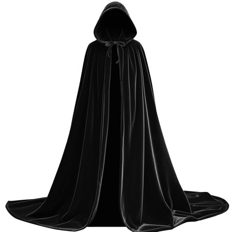 PRICES MAY VARY. 【Velvet Cape】Velvet Cloak with hood soft comfortable made to last no itchy fabrics. The Vampire Cloak is light and airy with unrestricted movement. 【Size】S Size(Length 120cm/47.2inch) fit for height 4'6"-5'2"; M Size(Length 140cm/55.1inch) fit for height 5'2"-5'8"; L Size(Length 160cm/63inch) fit for height above 5'8"※Length from shoulder to hem※ 【Cloak with Hood】Velvet wizard cape with hood, make you more mysterious in cosplay costume, black, red, purple, green 4 classic colors Narnia Halloween Costumes, Practical Magic Witch Costume, Witchy Costume Ideas, Black Cape Costume, Black Cloak With Hood, Black Cape With Hood, Arwen Cosplay, Halloween Jedi, Black Hooded Cloak