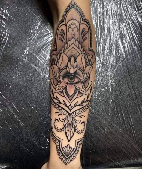 Hamsa Forearm Tattoo Women, Hamsa Tattoo Sleeve, Hasma Tattoos For Women Sleeve, Spiritual Forearm Tattoo, Buddha Mandala Tattoo, Mandela Tattoo Designs For Women, Half Arm Sleeve Tattoo, Mandala Arm Tattoos, Buddha Tattoo Sleeve