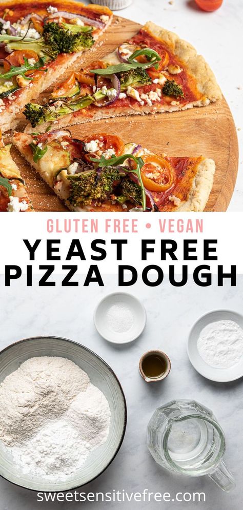 Gluten Free Yeast Free Pizza Crust, Dairy Free Pizza Crust, Gluten Free Pizza Crust Easy, Gluten Free Pizza Crust Recipe, Vegan Pizza Dough, Gluten Free Pizza Dough, Dairy Free Pizza, Pizza Vegan, Gluten Free Yeast Free