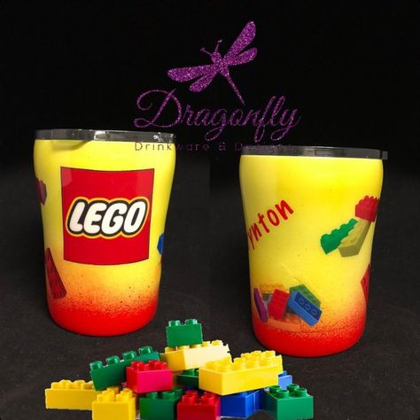 All tumblers can be customized with different colors of paint or glitter. Please specify any changes to the picture you would like in the personalization option section prior to checkout. I only use high quality glitter specially designed to be used with epoxy to give off the greatest sparkle Kids Tumbler Ideas, Lego Tumbler, Fancy Cups, Personalized Kids Cups, Kids Tumblers, Epoxy Cups, Epoxy Ideas, Yeti Cups, Decal Ideas