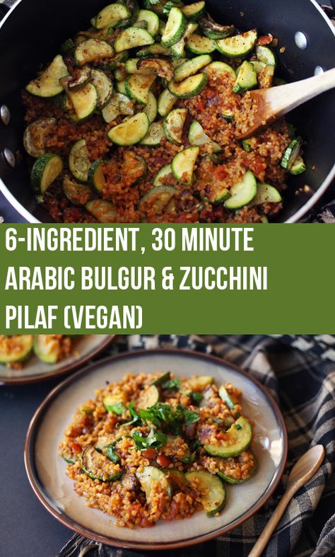 A simple 6-ingredient, 30-minute bulgur pilaf with Arabic zucchini and fragrant tomato sauce. Bulgar Recipes, Bulgur Pilaf, Bulgur Recipes, Wheat Recipes, Web Programming, Savory Dishes, Grain Foods, Greek Food, Work Lunch