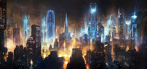 lighted buildings wallpaper, futuristic, city, artwork, fantasy art HD wallpaper Kota Masa Depan, Ville Cyberpunk, Art Cyberpunk, City Artwork, Jobs In Art, Sci Fi City, Tall Buildings, Cyberpunk City, Arte Cyberpunk