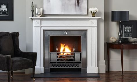 Regency Fireplaces Fireplaces | Chesneys Regency Fireplace, Marble Fire Surround, Carved Rosettes, Big Cushions, Period Living, Large Couch, Fire Surround, Lake Cottage, Cottage Interiors