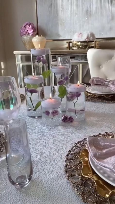 MzManerz Be Inspirational ❥MzManerzBeing well dressed is a beautiful form of confidencehappinesspoliteness 🤍@decor.snippets 🎵ILLENIUMAnnika Wells•Nightlight 🌺Jars and vases from dollar treeThe florals from Michaels..❤️You’ll wanna wait 24 hrs before adding waterE6000hot glue will help secure even more. Water Candles, Easter Board, Diy Decoracion, Tafel Decor, Diy Arrangements, Dinner Table Decor, Craft Room Decor, Dollar Tree Decor, Crystal Water