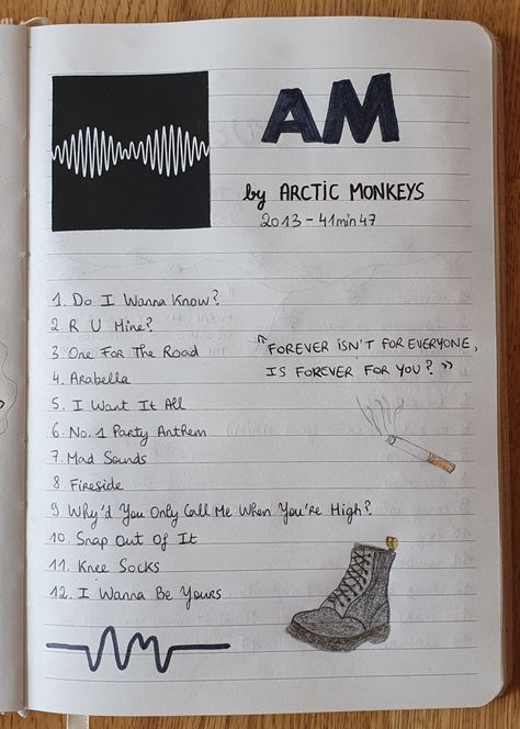 AM arctic monkeys notebook aesthetic drawing lyrics do I wanna know Drawing Ideas Arctic Monkeys, Arctic Monkeys Journal Page, Lyrics In Notebook, Arctic Monkeys Crafts, Song Lyrics On Notebook, Spotify Lyrics Arctic Monkeys, Arctic Monkeys Doodles, Arctic Monkeys Drawing Ideas, Arctic Monkeys Lyrics Aesthetic