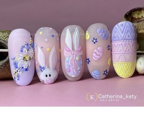 Christmas Nail Art Designs To Look Trendy 2023 | Winter Nail Inspo Easter Nails Design Spring, Easter Nails Easy, Easter Nail Art Designs, April Nails, Unghie Nail Art, Easter Nail, Madam Glam, Bunny Nails, Milky Nails