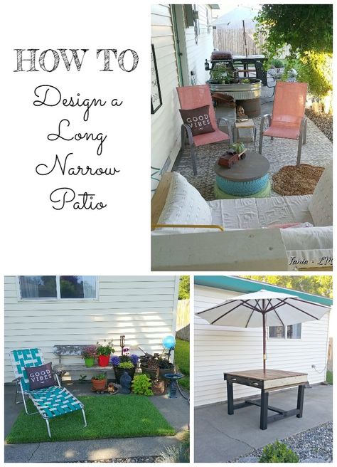 How to Design a Long Narrow Patio Long Narrow Patio Ideas Outdoor Spaces, Long Deck Decorating Ideas, Rectangular Porch Layout Ideas, Narrow Porch Seating, Long Porch Furniture Layout, Narrow Deck Decorating Ideas, Narrow Covered Patio Ideas, Small Narrow Patio Ideas, Long Narrow Patio Decorating Ideas